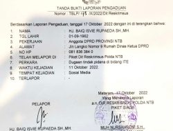 DPRD NTB resmi melaporkan Fihir ke Polda NTB