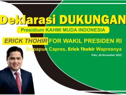 Kesempatan momen Munas di Palu, KAHMI Muda gelar deklarasi dukungan untuk Erick Thohir sebagai Cawapres 2024 besok