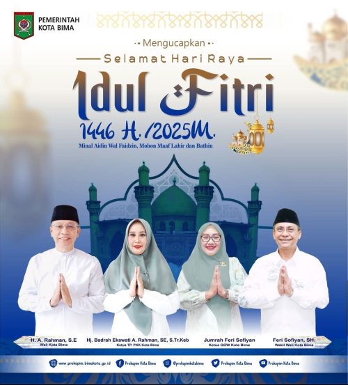 Pemerintah Kota Bima - Selamat Idul Fitri 1446 Hijriyah. (Iba/Ist)