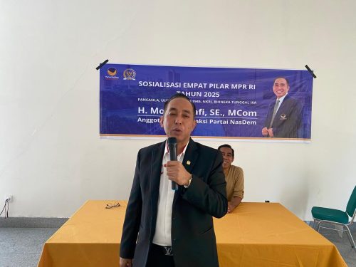 Anggota DPR RI Fraksi Partai Nasdem menggelar sosialisasi 4 pilar kebangsaan di Kota Bima pada, Sabtu 17 Mei 2025. (Iba)