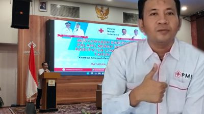 Plt Ketua PMI Lombok Barat Fahrul Mustofa membuka Muskab di Hotel Lombok Plaza Mataram, Kamis 22 Mei 2025. (Iba/Ist)