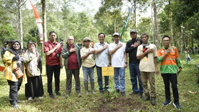 Bank NTB Syariah menggelar penanaman pohon serta peluncuran produk Proklim Mart di lokasi wisata Otak kokok Dusun Joben, Desa Pesanggrahan, Kecamatan Montong Gading, Kabupaten Lombok Timur, Minggu 27 Mei 2025. (Iba)