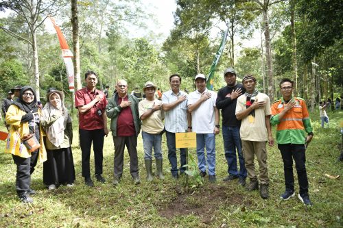 Bank NTB Syariah menggelar penanaman pohon serta peluncuran produk Proklim Mart di lokasi wisata Otak kokok Dusun Joben, Desa Pesanggrahan, Kecamatan Montong Gading, Kabupaten Lombok Timur, Minggu 27 Mei 2025. (Iba)