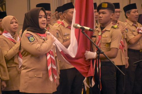 Waki Gubernur NTB Indah Dhamayanti saat dilantik menjadi Wakil Ketua Majelis Pembimbing Daerah (Mabida) Gerakan Pramuka NTB, Minggu 22 Juni 2025 kemarin. (Iba)