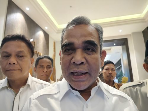 Sekretaris Jenderal DPP Partai Gerindra Ahmad Muzani saat temu kader di Mataram, Sabtu 12 Juli 2025. (Iba)