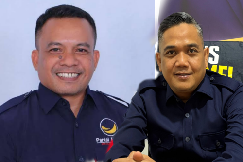 Ketua Panitia pelantikan pengurus DPW Nasdem NTB A Hafid Hasyim dan Ketua Bappilu Partai Nasdem NTB Wahidjan. (Iba)