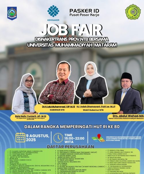 Flayer job fair kerjasama Pemprov NTB dengan Universitas Muhammadiyah Mataram (UMMAT). (Iba/Ist)