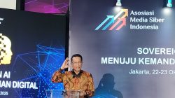 Menteri Hukum Supratman Andi Agtas saya menyampaikan sambutan pada acara IDC 2025, Rabu 22 Oktober 2025 di Jakarta. (Iba)