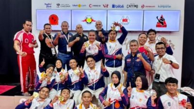 Sejumlah atlet beladiri tarung derajat utusan NTB berlaga di PON Beladiri 2025 di Kudus. (Iba)