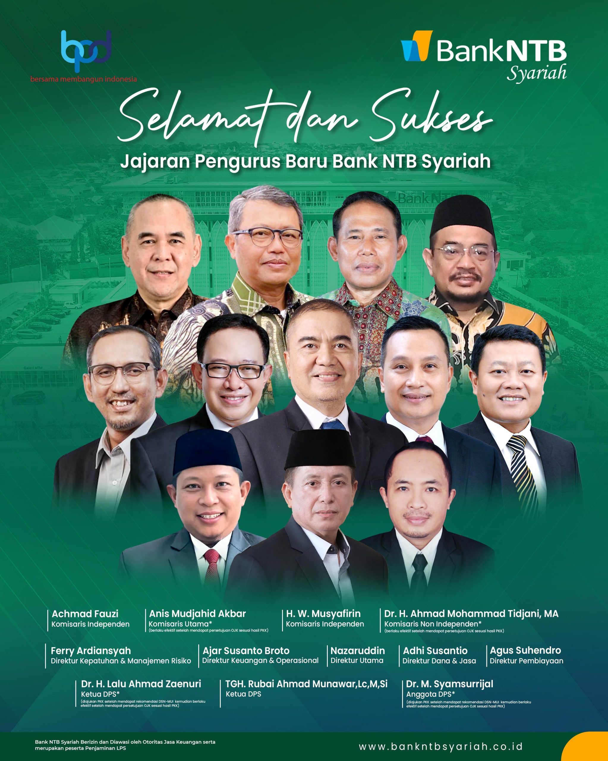 Susunan Direksi Bank NTB Syariah. (Iba/Ist)
