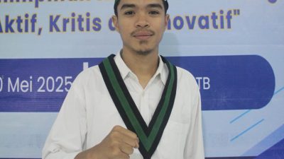 Fomateur Ketua Umum HMI MPO Cabang Mataram Hakim Bima Persada terpilih secara aklamasi pada Konfercab ke-XVII, Selasa 17 Februari 2026 yang digelar di PWM Muhammadiyah NTB di Kota Mataram. (Iba)