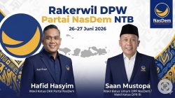 Wakil Ketua OKK DPW Partai NasDem NTB Hafid Hasyim (kiri) dan Wakil Ketua Umum DPP Partai NasDem Saan Mustopa. (Iba)