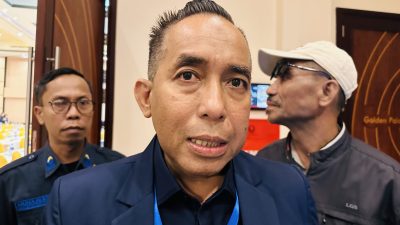 Ketua DPW NasDem NTB Mori Hanafi di sela acara Rakerwil di Kota Mataram. (Iba)