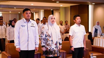 Wakil Gubernur NTB Indah Dhamayanti Putri saat menghadiri pelantikan Pengurus Perbasasi NTB oleh Pengurus Besar (PB) Perbasasi di Hotel Lombok Plaza, Mataram, Minggu (30/8/2026). (Iba)