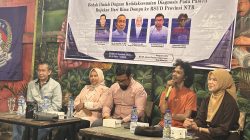 Relawan Kesehatan Kaharuddin Abbad saat menjadi narasumber pada dialog publik yang digelar Gakada Pulau Lombok, Senin 3 Agustus 2026 di Mataram. (Iba)