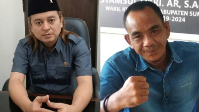 Dua anggota DPRD NTB Syamsul Fikri fraksi Demokrat (kanan) dan Abdul Rahim Fraksi PDIP (kiri). (Iba)