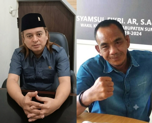 Dua anggota DPRD NTB Syamsul Fikri fraksi Demokrat (kanan) dan Abdul Rahim Fraksi PDIP (kiri). (Iba)