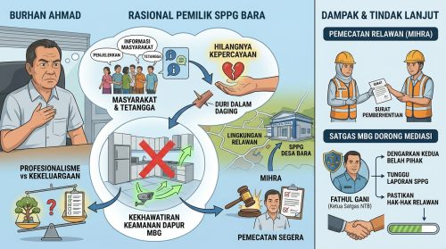 Gambar ilustrasi pemilik SPPG Desa Bara Dompu memecat relawannya. (Iba/Ist)